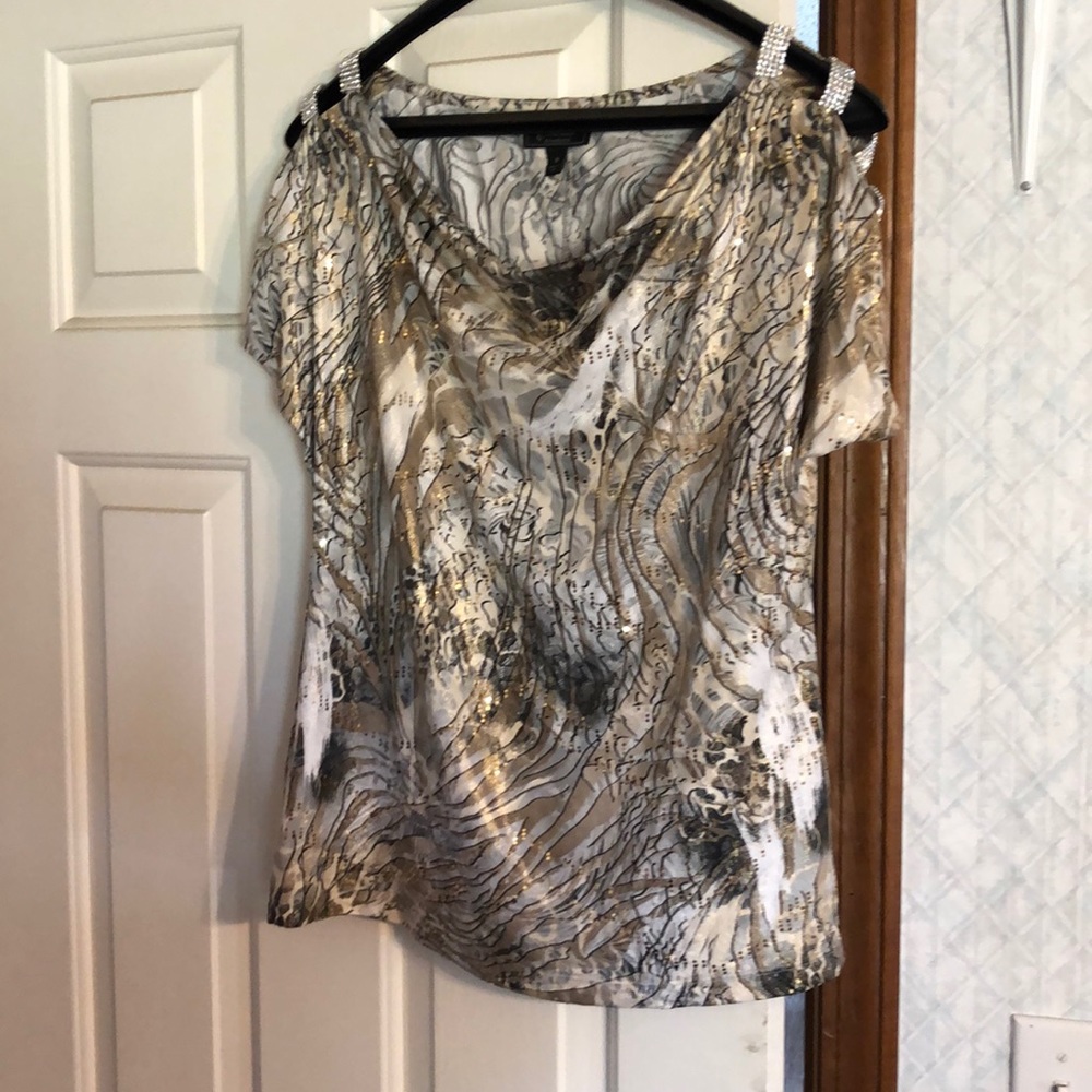 Gold Sparkle cold shoulder top
